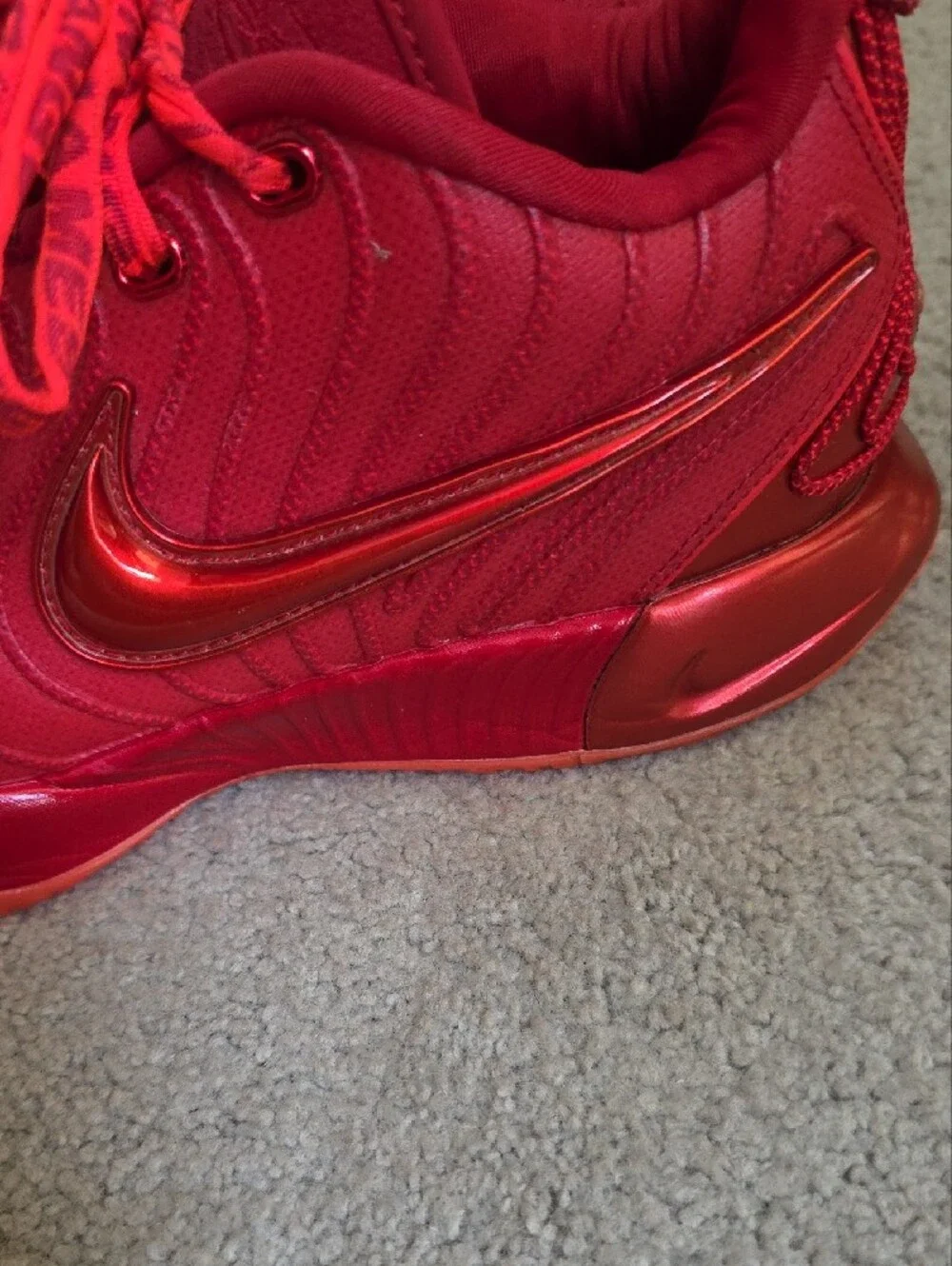 Nike XXI Lebron's Red Athletic Sneakers with Metallic Red Swoosh, Mens Size 8